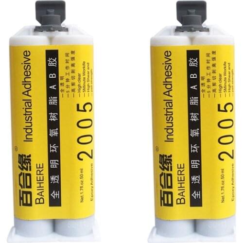 2PCS 50ML epoxy resin glue, transparent high temperature resistant glue, metal rubber jewelry jade plastic stone glue