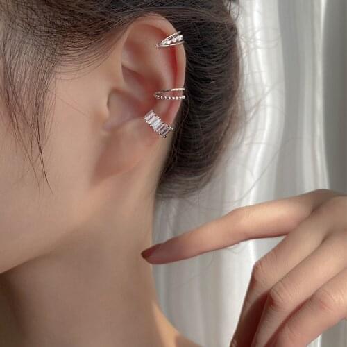 3Pcs/Set Clip-Earrings Zircon Beads Earcuff No Pierced Ear Female Jewelry Without Pierced War Clip Ear Cuff