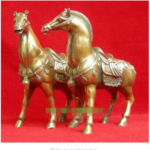 Nice Pair Bronze Brass Horses Statue Figure 6" high Each crafts copper decoration bronze factory