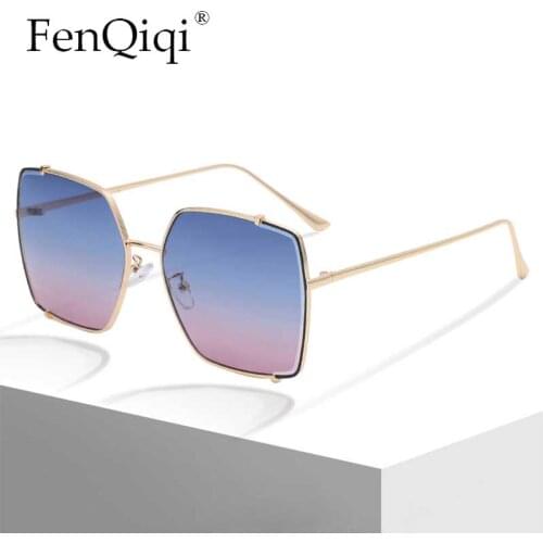 Fashion Vintage Metal Square Sunglasses Ocean Gradient Lens Glasses Mens Unisex Eyewear Shades Zonnebril Dames
