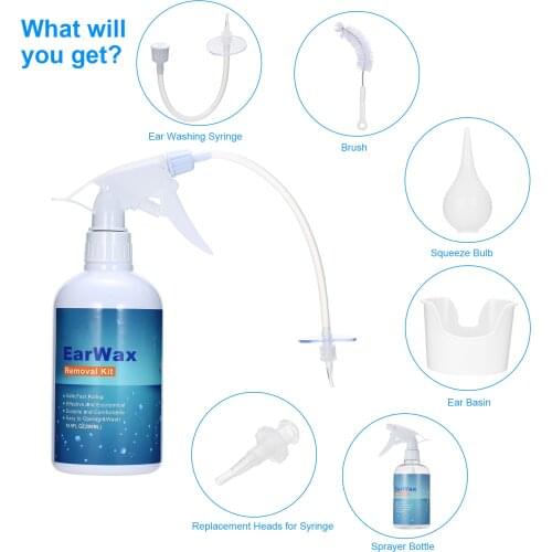 Ear Wax Removal Kit Ear Cleaner with Ear Washing Syringe Squeeze Bulb Ear Basin Brush Earwax Remover for Adults Kids Ear Care