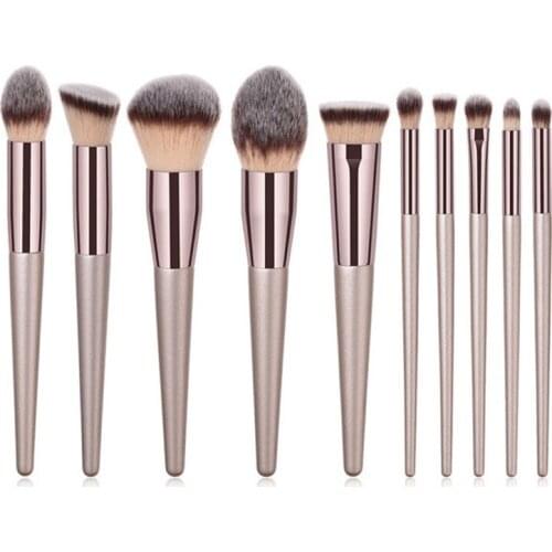 4/10pcs Champagne makeup brushes set for cosmetic foundation powder blush eyeshadow kabuki blending make up brush beauty tool