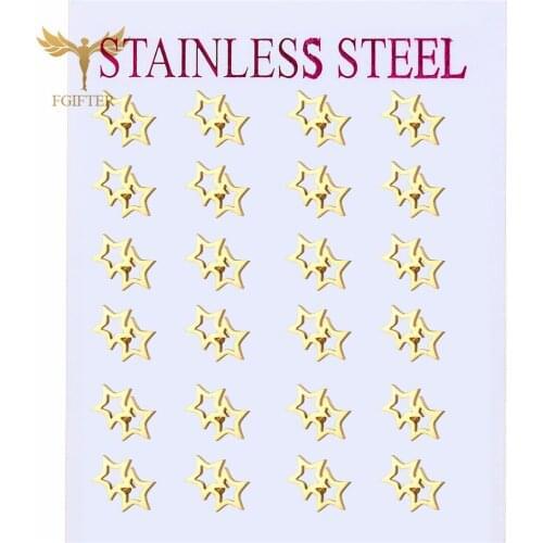 Gold Stainless Steel Jewelry Set Two Star Stud Earrings Fashion Woman Men Party Gift 2021 Hot Sale Earing Studs
