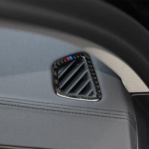 Real Carbon Fiber Stickers and Decals Interior Instrument Air Vent Outlet Frame Trim for BMW 5 Series G30 G38 2018 Accessories