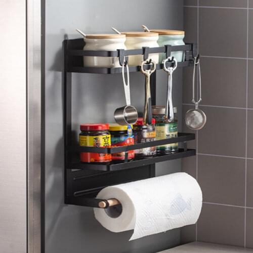New Magnetic Adsorption Refrigerator Side Rack Wall-mounted Multi-function Holder Kitchen Paper Towel Shelf Rack Organizer