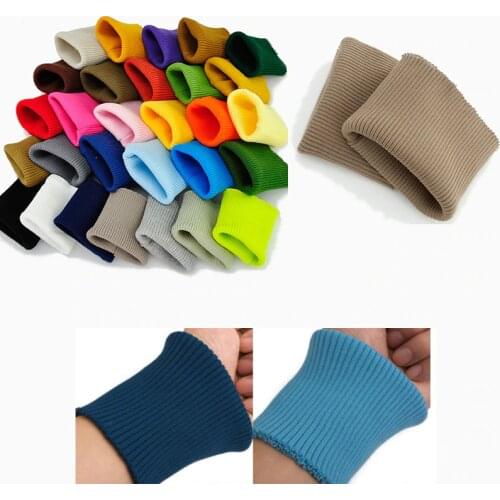 New DIY 8*9CM Thicken Knit Rib Fabric Cuff Pair,Coat Cotton Stretch Soft Cuffing 1 Pair Thick ribbed cuffs