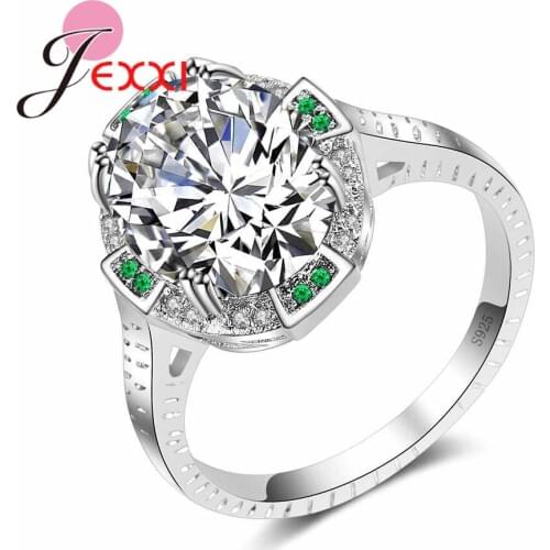 New Popular 925 Sterling Silver Promise Rings With Oval Transparent Crystal Best Birthday Gift For True Love