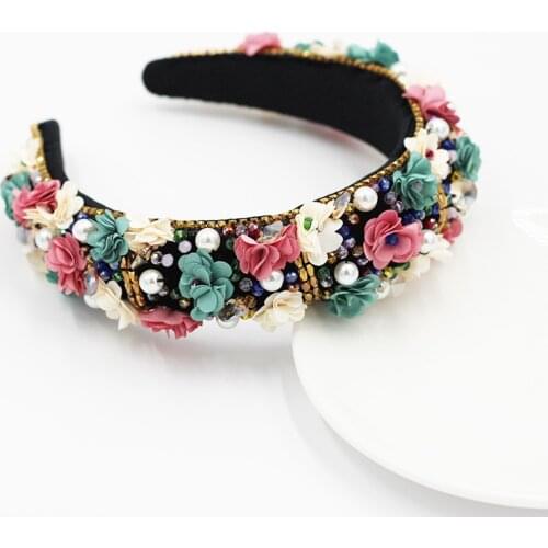 Hot Sale 2021 New Bling Rhinestone Colorful Crystal Flower Headband Diamond Luxury Hairband for Women Hair Accessories