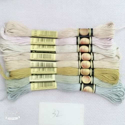 Oneroom DMC3023-3348 Multcolor 10Pcs/lot two labels Thread Cross Stitch Cotton Sewing Skeins Embroidery Thread Floss Kits 8
