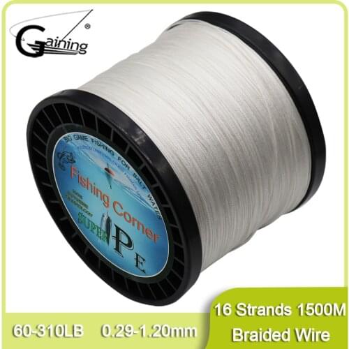1500M PE Braided Fishing Line 16 Strands 0.29MM-1.2MM Super Power Japan Multifilament Fishing Line for Sturgeon 60lb-310LB