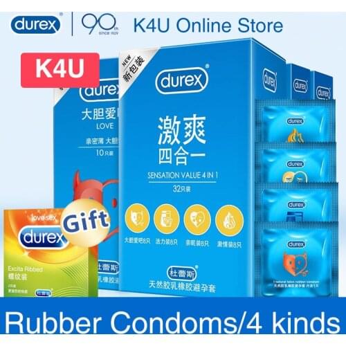 Durex 4in1 Value Ultra Thin Condoms Men Penis Sleeve Lubricated Adult Sex Condom for Men Safe Contraception