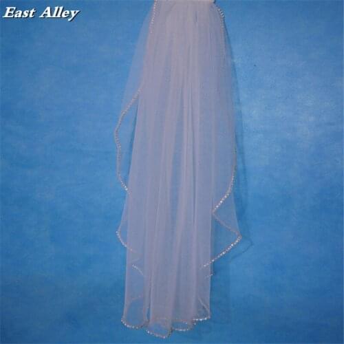 Sheer wedding veil. Elbow length Crystal edging wedding veil Rhinestones edging bridal veil