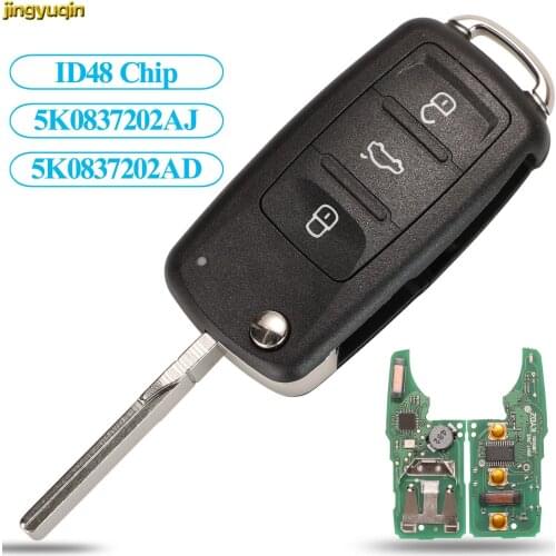 Jingyuqin Remote Car Key Control Keyless-go 5K0837202AJ/AD ID48 3BTN For VW Caddy Eos Golf Jetta Beetle Polo Tiguan Touran