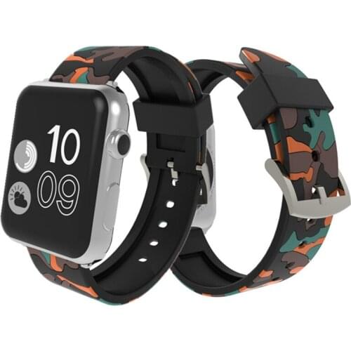 Strap for Apple watch band series 6 5 4 3 se 44mm 40mm Silicone Camouflage sport bracelet watchband iWatch band 42mm 38mm 2 1