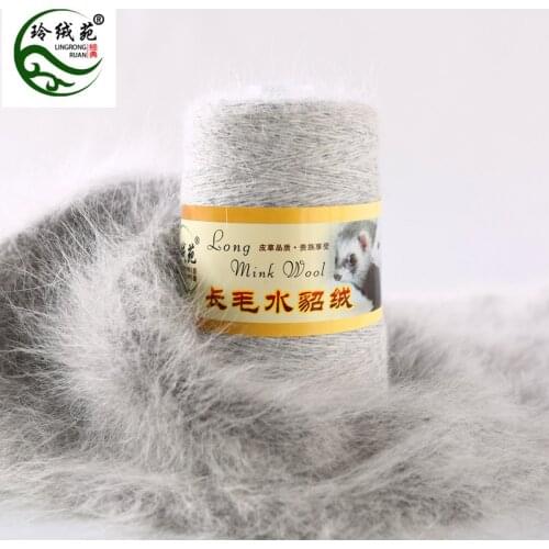 Special mink wool genuine sweater Lingcheng Court long wool mink wool hand knitted medium thick scarf yarn