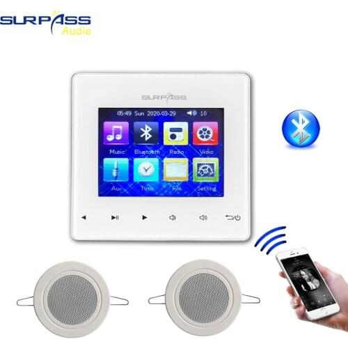 PA System Background Music Amplifier Panel FM Radio Keypads Indoor MINI Class D Bluetooth Amplifier With Column Speaker Hearing