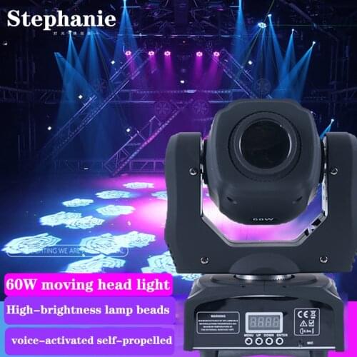 Stephanie 60W 360° RGBW Led Moving Head Light Mini Spot Lights 7 Gobos Dmx-512 Laser Projector For Stage Party Lighting