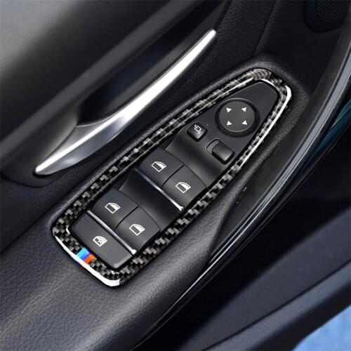 Carbon Fiber Interior Decoration Interior Door Window Regulator Armrest Window Lift Sticker for BMW 3 Series F30 2013-2015