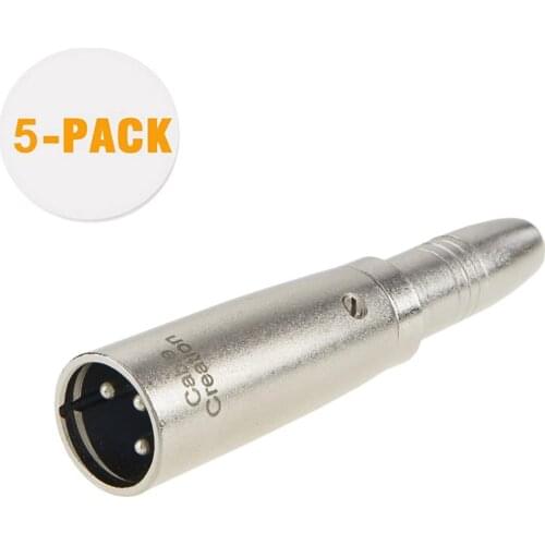 [5-Pack] XLR 3 Pin Male to 1/4" 6.35mm Female Jack Socket Audio Adapter, Silver