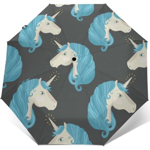 Pony Unicorn Windproof Automatic Folding Inverted Umbrella Portable Paraguas for Man Woman