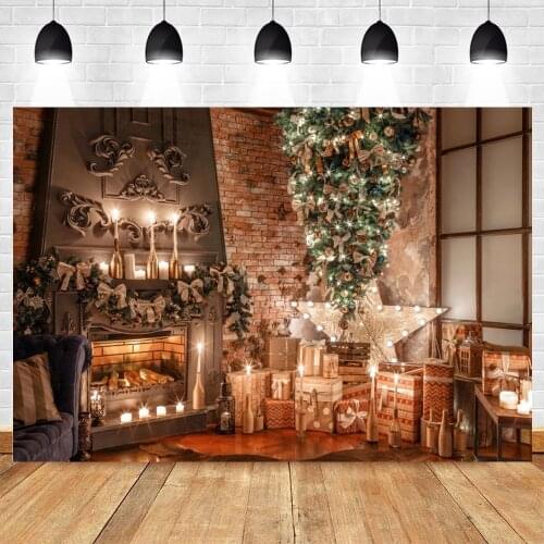 Christmas Tree Fireplace Backdrop Light Baby Portrait Custom Vinyl Photography Background For Photo Studio Photophone Photocall