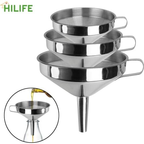 Wide Mouth Funnels For Canning Kitchen Tools Stainless Steel Bar Wine Beer Oil Flask Funnel Metal Funnel With Detachable Filter