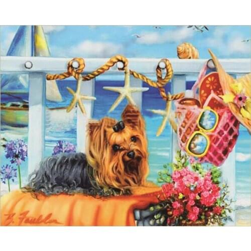 Needlework 5D Full Embroidery Cross Stitch Animal Diy Diamond Painting Rhinestone Crystle round Diamond Mosaic Kits The Sea Dog
