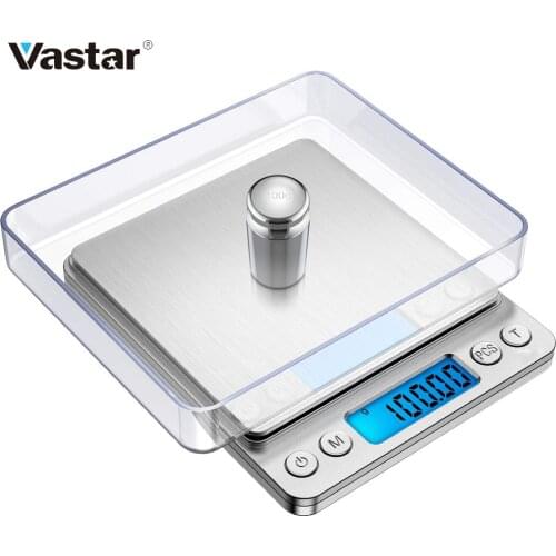 High Precision Mini Kitchen Scale with Backlit 2 Trays Stainless Steel Weight Scale Jewelry Scale with Tare and PCS Function