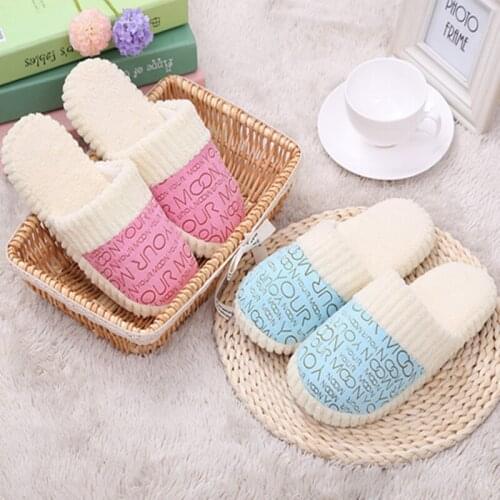 Winter Home Warrm Slippers Women Men Indoor Slippers Warm Soft Cotton-Padded Lovers Home Slippers Indoor Warm Shoes For Bedroom
