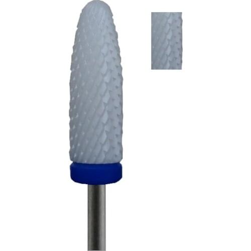 1pcs White Ceramic Nail Drill Bit - Long Flame Bit - M