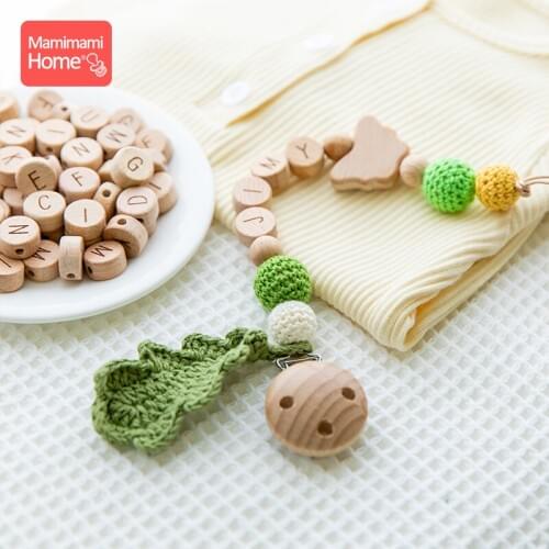 1pc Baby Pacifier Chain Personalized Beech Wooden Dummy Clip Rodent Animal Nipple Soother Baby Teether Newborn Gifts Accessories