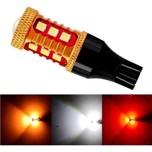 1PCS T15 921 W16W WY16W 1000Lm 15 SMD 3030 LED Auto Additional Brake Lights Reverse Light Car Rear Turn Signals White Red Yellow