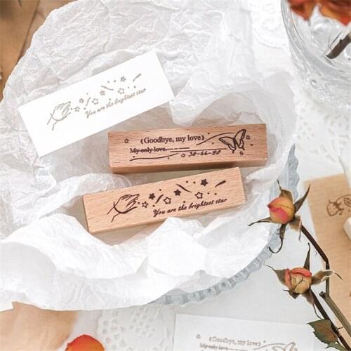 1Pcs Century Postmark Wood Stamps DIY Wooden Rubber Stamp Rose Flower Letters Diary Craft Card Stamps Set For Scrapbooking