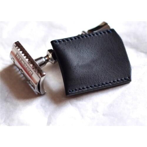 1PC Double Edge Safety Razor Head Sleeve Protective Case Leather Without Razor