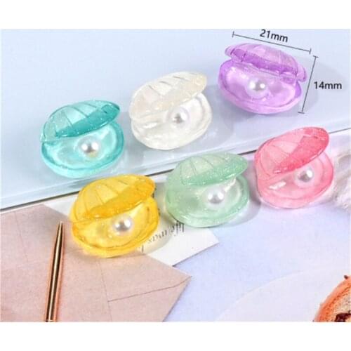 Julie Wang 10PCS Resin Pearl Shell Charms Random Color Flat Back Seashell Jewelry Making Accessory Craft Home Decor
