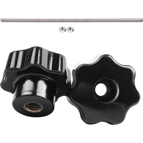 1x 320mm x M8 Stainless Steel Thread Bar Stock Rod Silver Tone & 5x Black Star Grip Knobs, Female Thread Diameter 8mm