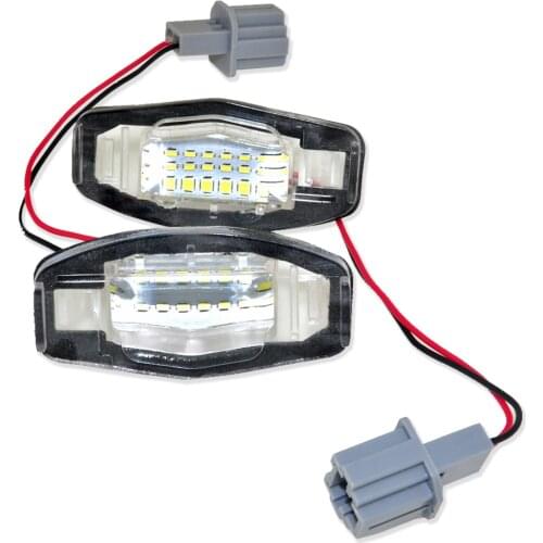 2x White LED Rear License Plate Light Bulbs 18-SMD for Honda Accord Acura RL