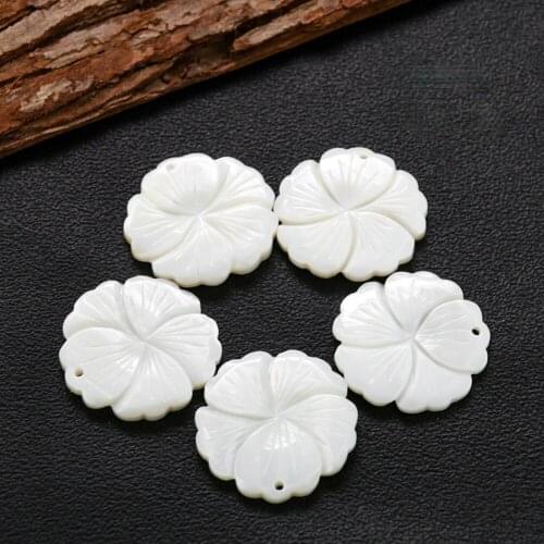 5PCS Natural Mother Of Pearl mussel Shell Carved Flower Charms pendant Spacer Beads DIY Seashell for Jewelry Making accessories