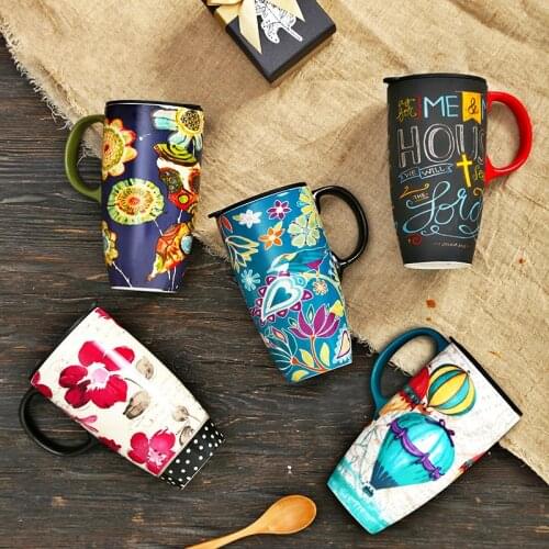 500ml Coffee Mugs China Ceramic Mugs Large Capacity Household Office Using Porcelain Creative Drinking Water Mugs with Cover