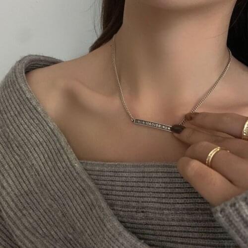 TIMEONLY Unique Design Square Metal Star Letter Choker Neckalces for Women Ladies Necklace Statement Wedding Gifts Jewelry
