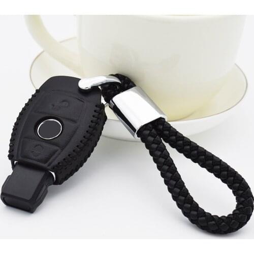 For Mercedes Benz W124 W211 E-klasse W212 W202 W203 AMG CLK B C E Genuine Leather Car Key Cover Case Key Ring Protection Bag