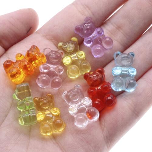 CHONGAI 20Pcs Cute Gummy Bear for Necklace Bracelet Earrings Jewelry Diy Findings Resin Bears Christmas Gift