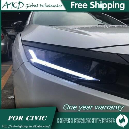 Headlights For Car Honda CIVIC X G10 2016-2019 DRL Daytime Running Lights Head Lamp LED Bi Xenon Bulb Fog Lights Car Accessories