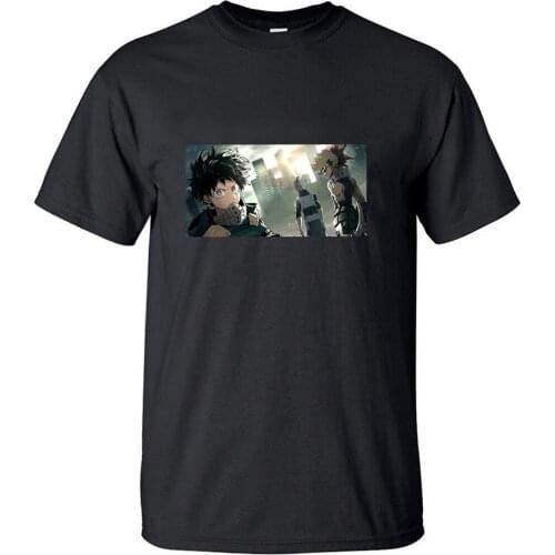 My Hero Academia Japanese Anime Deku Shoto Katsuki T Shirt Printed Short Sleeve Tshirts Vintage Cool Top Men Cotton Print Tshirt