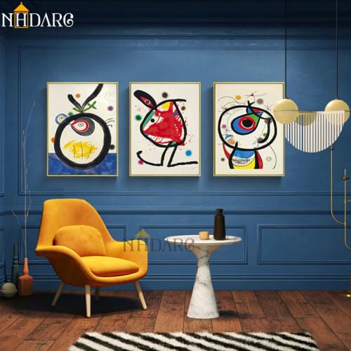 NHDARC Canvas Printings Posters and Paintings Miro Abstract Style Classic Color Decor Wall Art Picure for Living Room Home Decor