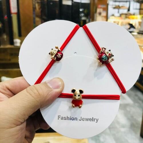 Hot Selling Fashion New Year Style Alloy Bull& Lucky Bags Hair Band Girls Kids Hair Rope Hair Rings Headpiece Children Gifts