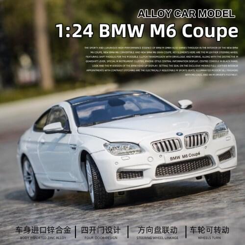 New 1:24 Bmw M6 Coupe Metal Car Model Original Simulation Shock Absorber Four-Door Sports Car Boy Gift Toy Decoration Collection