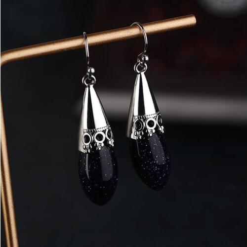 Everoyal Fashion 925 Sterling Silver Earrings For Women Accessories Trendy Black Crystal Drop Earrings For Girls Festival Gift