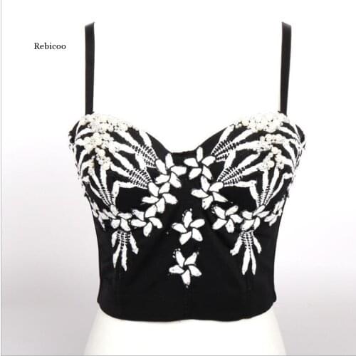 Sexy Nightclub Corset Top European Retro Embroidery Slim White Corset Bra Star Moon Bandeau Strap Crop Top Wedding Party Bustier