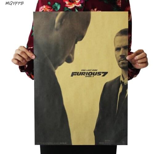 Movie Fast and Furious 7 Kraft Paper Poster Home Wall Decoration Painting 50.5x35cm